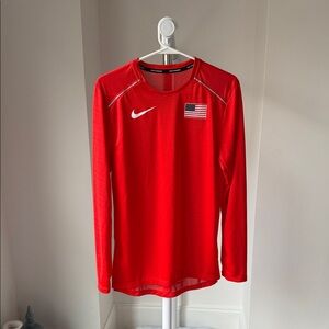 Official Team USA Nike Red Long Sleeve Top with Flag Emblem size xs